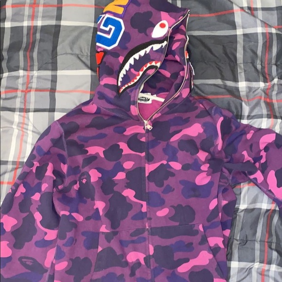 Purple bape hoddie